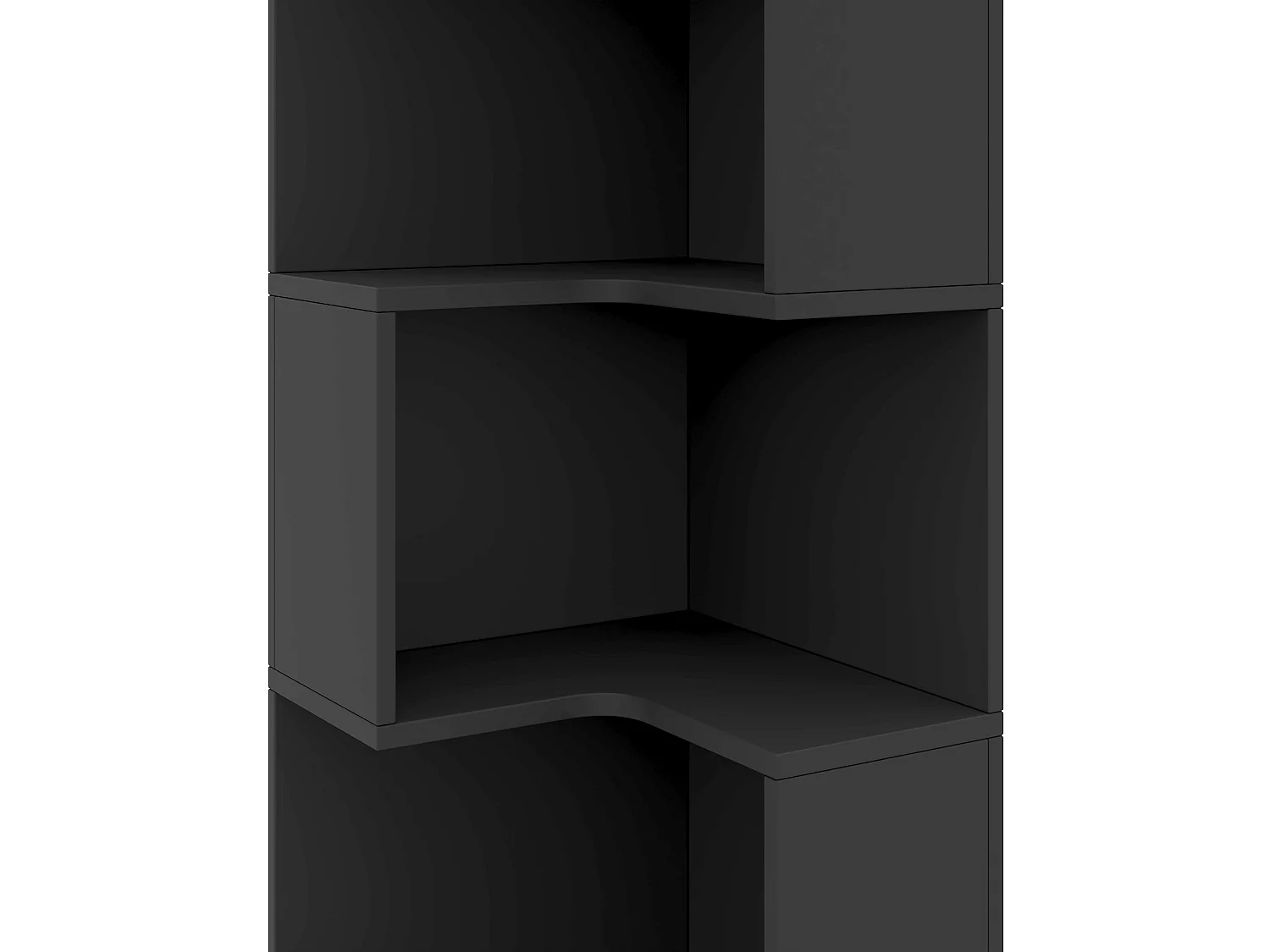 Bibliothèque d'angle avec éclairage LED, 4 étagères ouvertes et 2 tiroirs - MDF - 45 x 43,5 x 180 cm - Noir