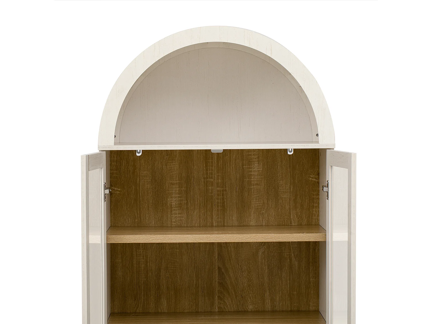 Nowoczesny bufet kuchenny 76.2x40.1x180cm - z 2 przeszklonymi drzwiami i 2 szufladami - z regulowaną półką - Biały