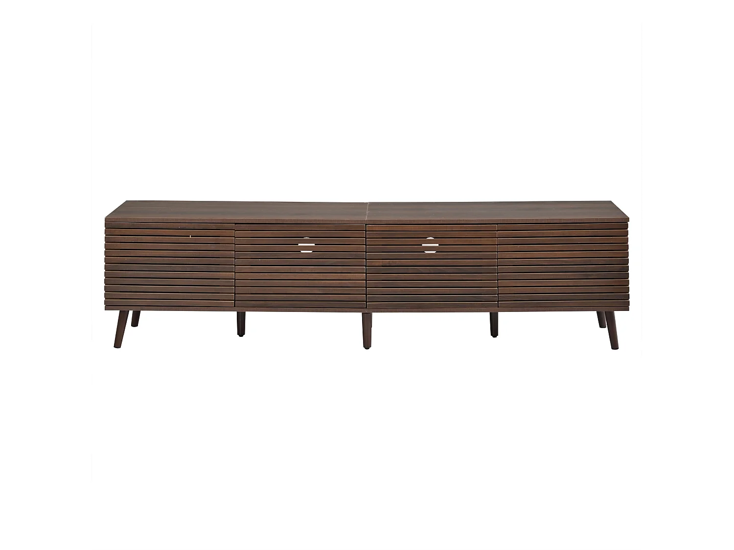 Meuble TV 180x40x46 cm - 4 portes - Design ajouré - Convient aux TV jusqu'à 75 pouces - MDF - Marron
