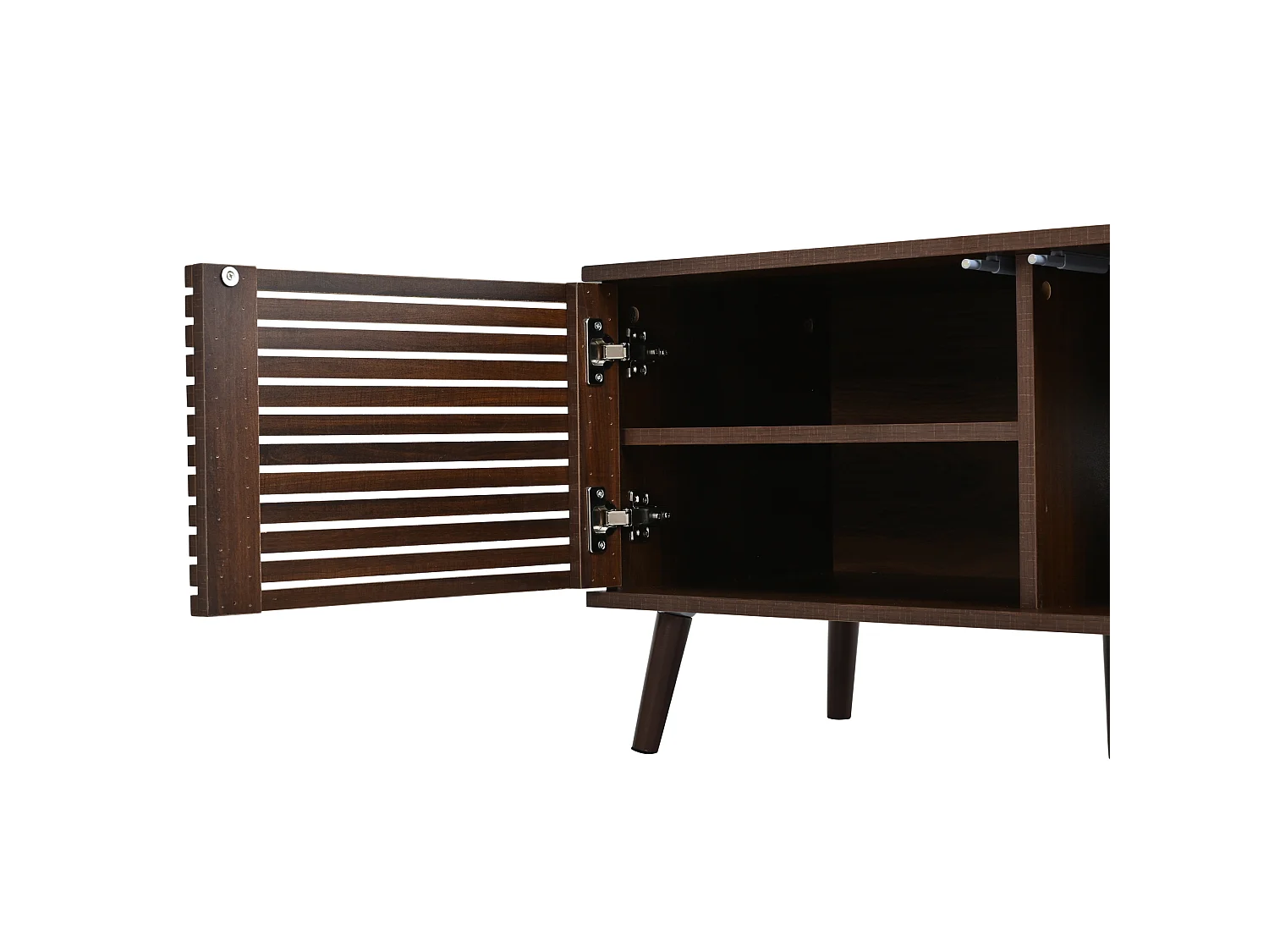 Meuble TV 180x40x46 cm - 4 portes - Design ajouré - Convient aux TV jusqu'à 75 pouces - MDF - Marron