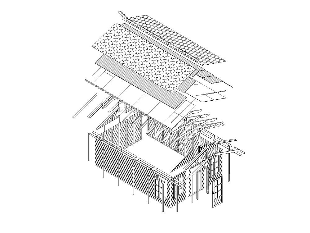 Houten tuinhuis - 21.97 m² / 630x382xH267 cm - M737