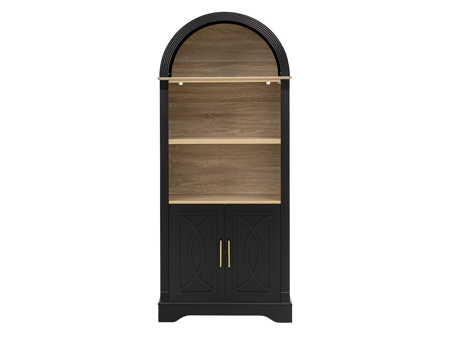 Nowoczesny bufet kuchenny 76.2x40x180cm - z 2 drzwiami - z regulowanymi półkami i oświetleniem LED - Czarny