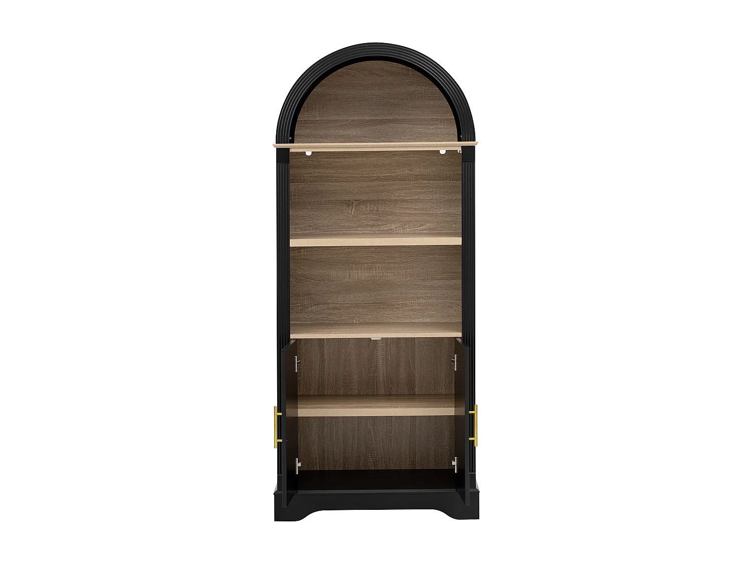 Nowoczesny bufet kuchenny 76.2x40x180cm - z 2 drzwiami - z regulowanymi półkami i oświetleniem LED - Czarny