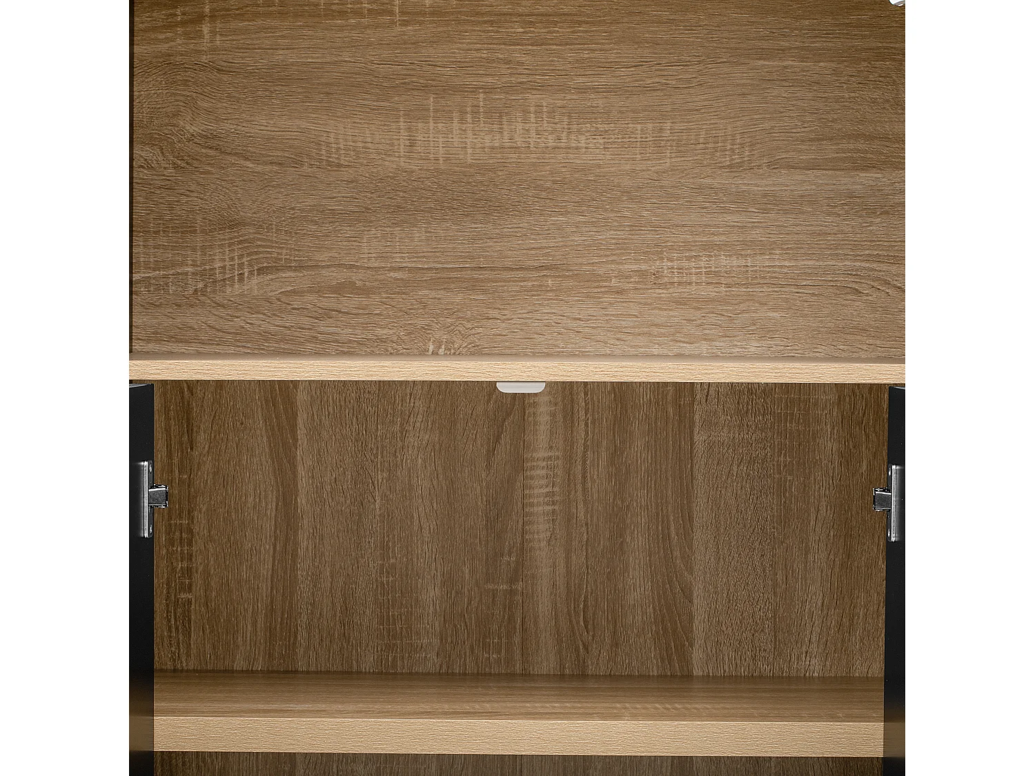 Nowoczesny bufet kuchenny 76.2x40x180cm - z 2 drzwiami - z regulowanymi półkami i oświetleniem LED - Czarny