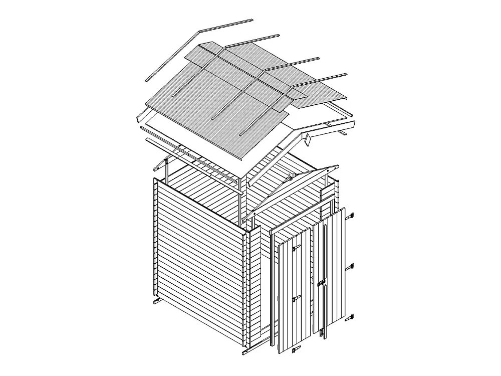 Houten Tuinhuis zonder Vloer -  4.33 m² / 226x236xH218 cm - M369C1