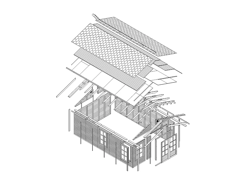 Houten tuinhuis - 21.97 m² / 630x382xH267 cm - M737A