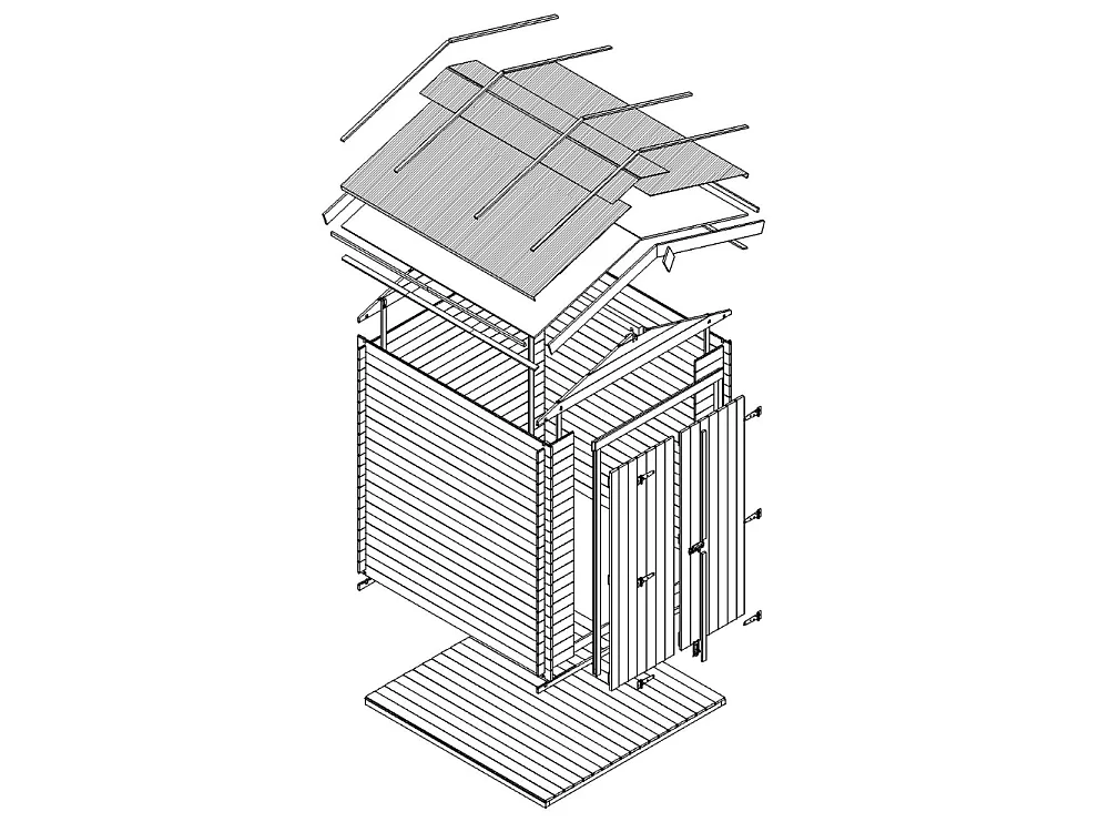 Houten Tuinhuis met Geïmpregneerde Houten Vloer -  4.33 m² / 226x236xH224 cm - M369C1+M369G