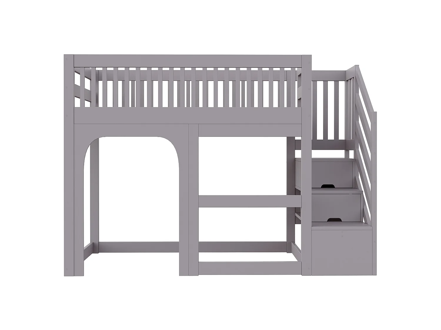 Kinder-Hochbett 90 x 200 cm - mit Leiter - mit LED-Beleuchtung - mit Sicherheitsbarrieren - weiß (Matratze nicht enthalten)