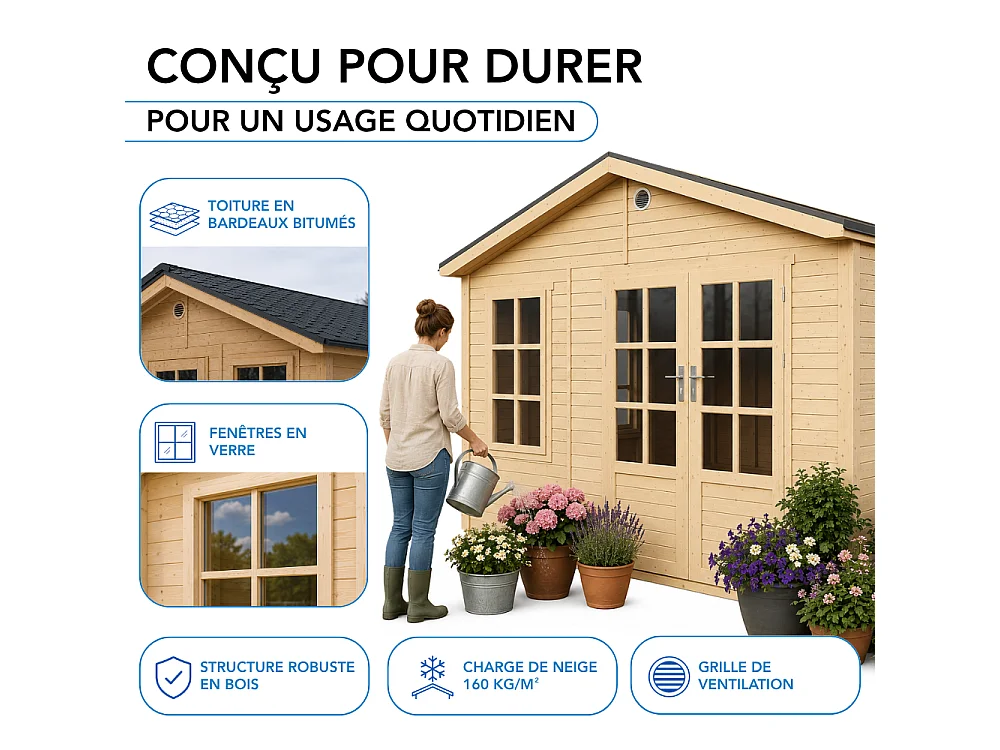 Houten tuinhuis - 17.61 m² / 512x382xH267 cm - M736A