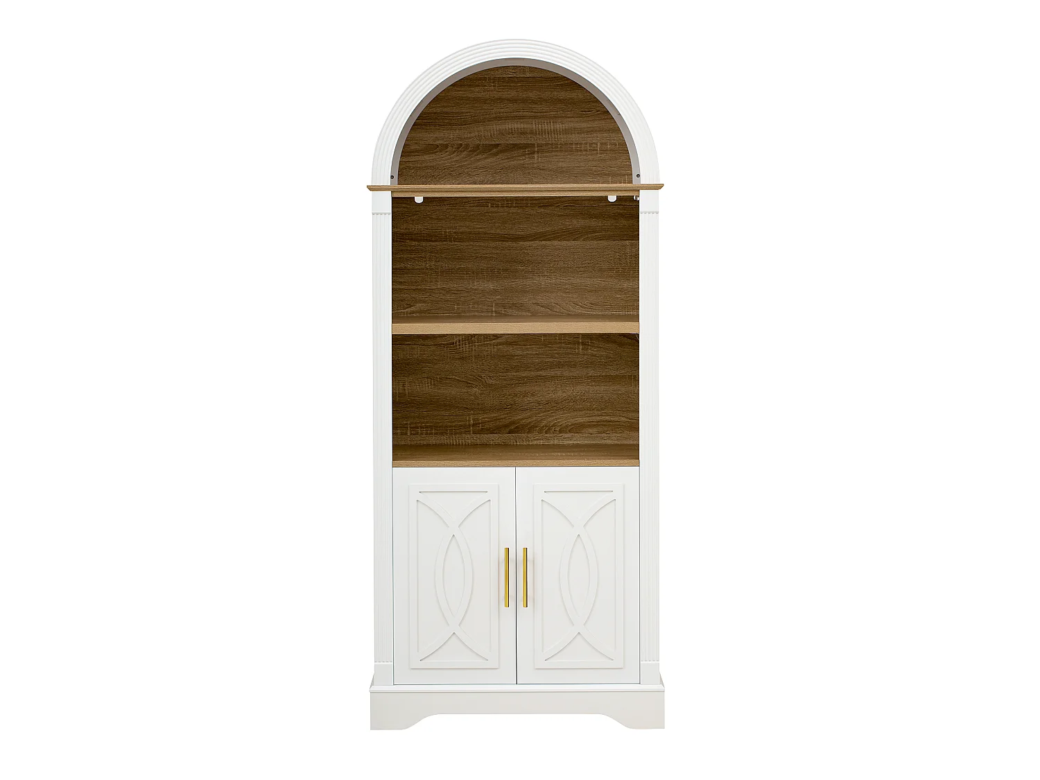 Nowoczesny bufet kuchenny 76.2x40x180cm - z 2 drzwiami - z regulowanymi półkami i oświetleniem LED - Biały