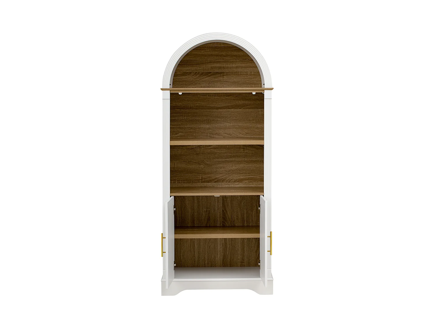 Nowoczesny bufet kuchenny 76.2x40x180cm - z 2 drzwiami - z regulowanymi półkami i oświetleniem LED - Biały