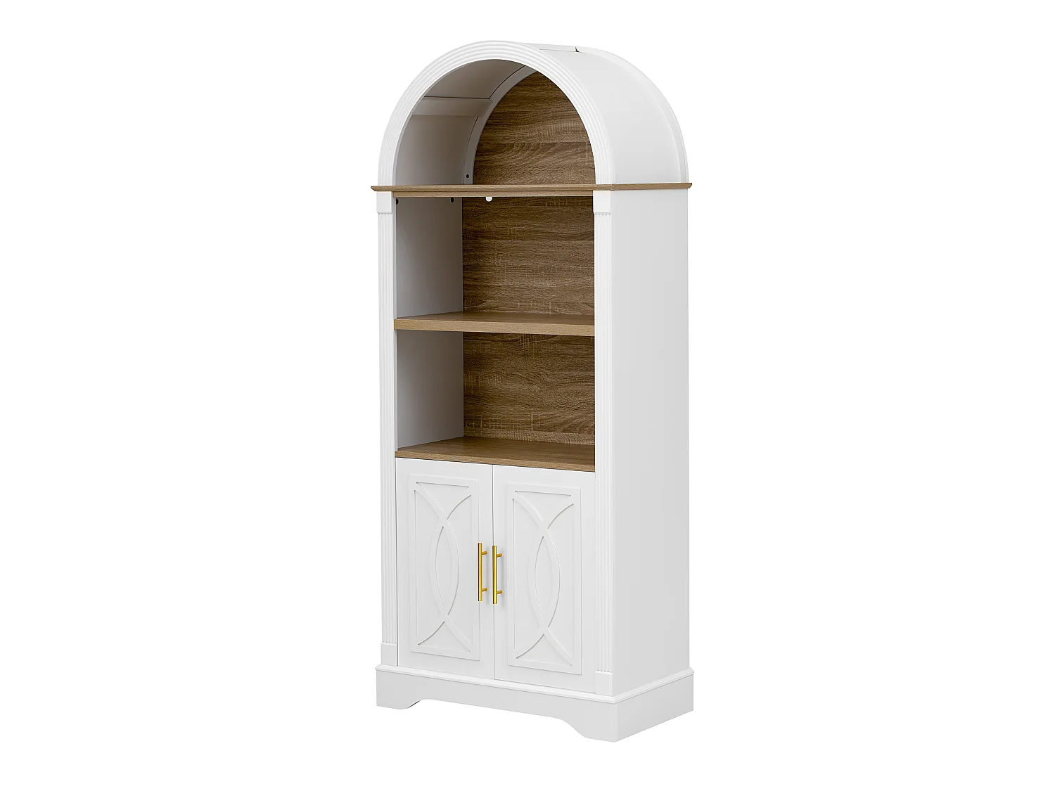 Nowoczesny bufet kuchenny 76.2x40x180cm - z 2 drzwiami - z regulowanymi półkami i oświetleniem LED - Biały