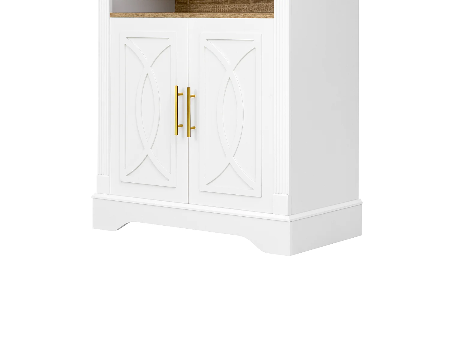 Nowoczesny bufet kuchenny 76.2x40x180cm - z 2 drzwiami - z regulowanymi półkami i oświetleniem LED - Biały