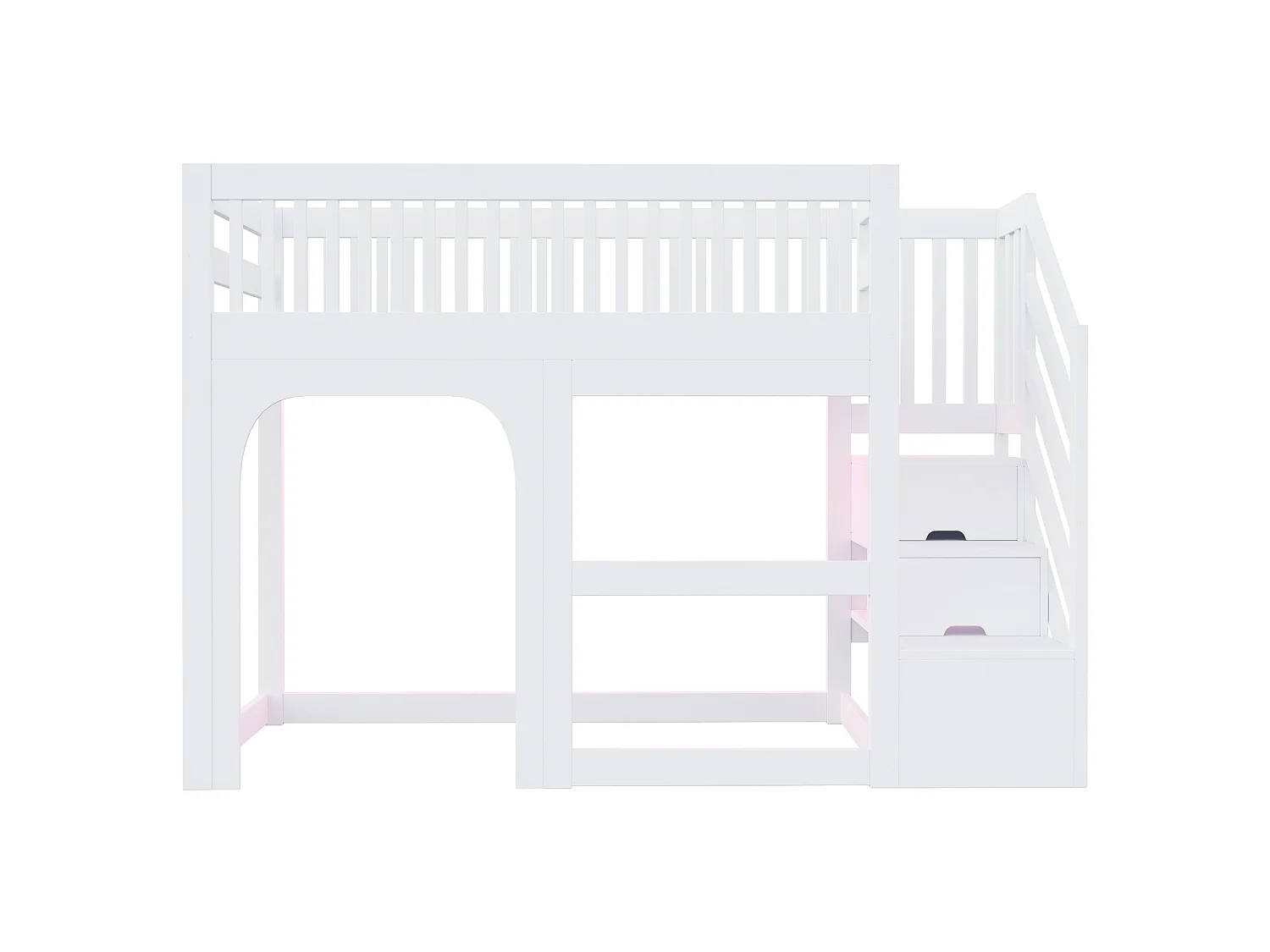 Lit mezzanine enfant 90 x 200 cm - avec échelle - avec éclairage LED - avec barrières de sécurité - blanc (matelas non inclus)
