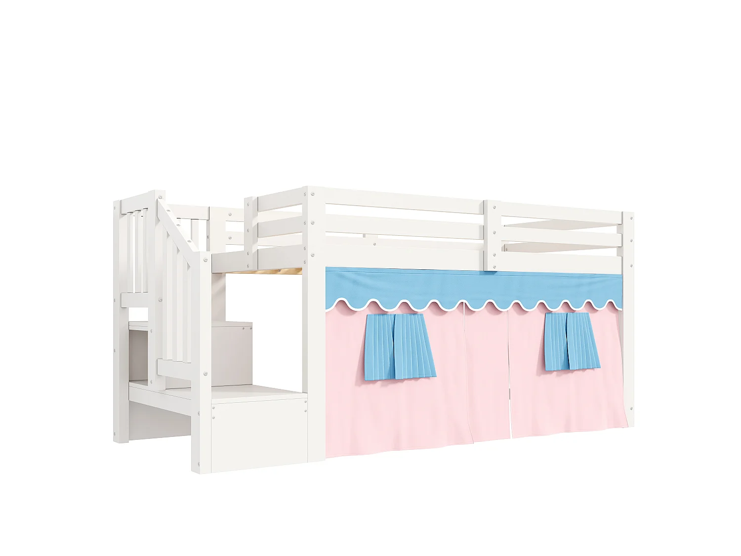 Lit enfant 90 x 200 cm - avec bande lumineuse LED - compartiments de rangement - blanc (matelas non inclus)