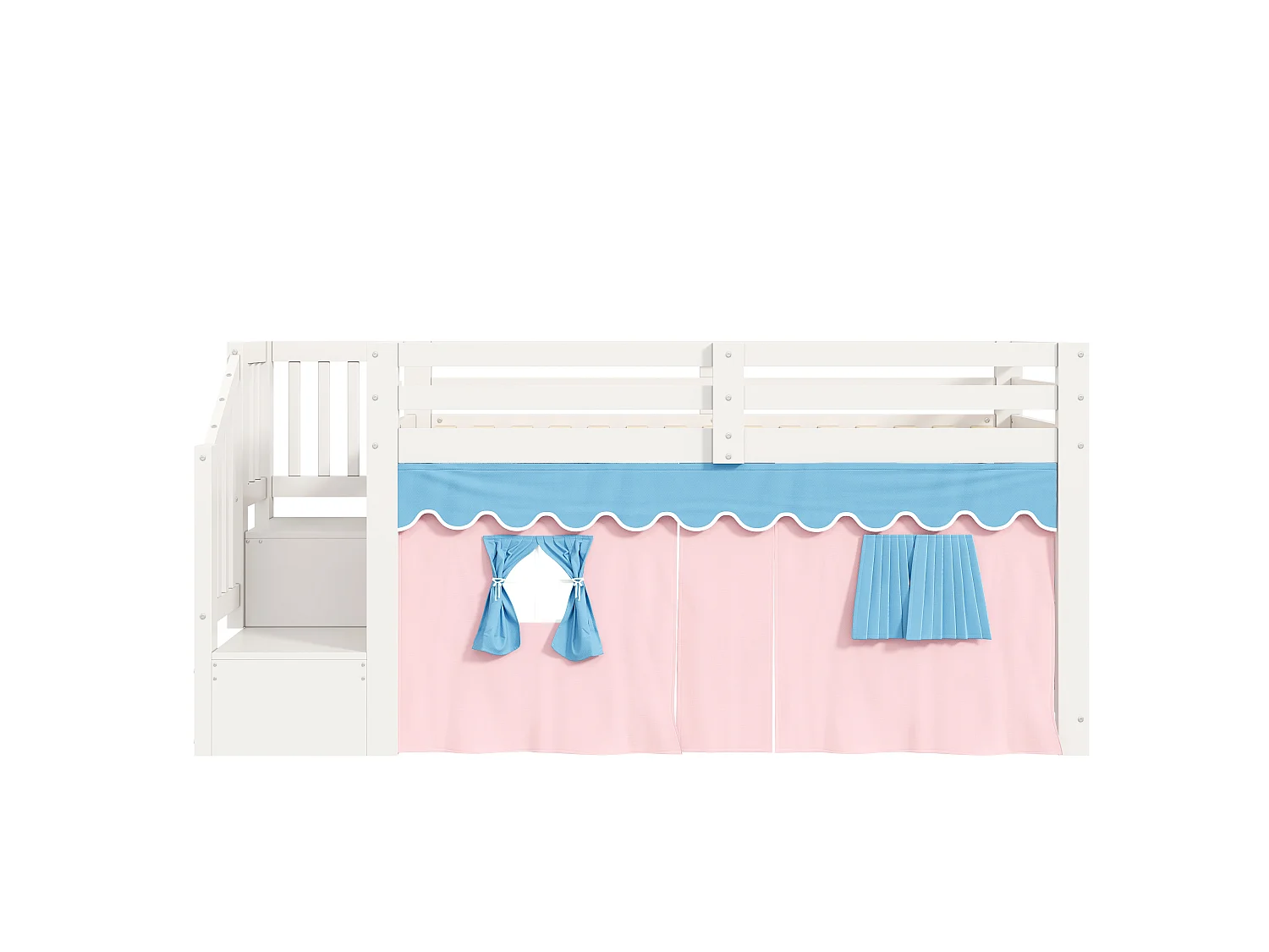 Lit enfant 90 x 200 cm - avec bande lumineuse LED - compartiments de rangement - blanc (matelas non inclus)