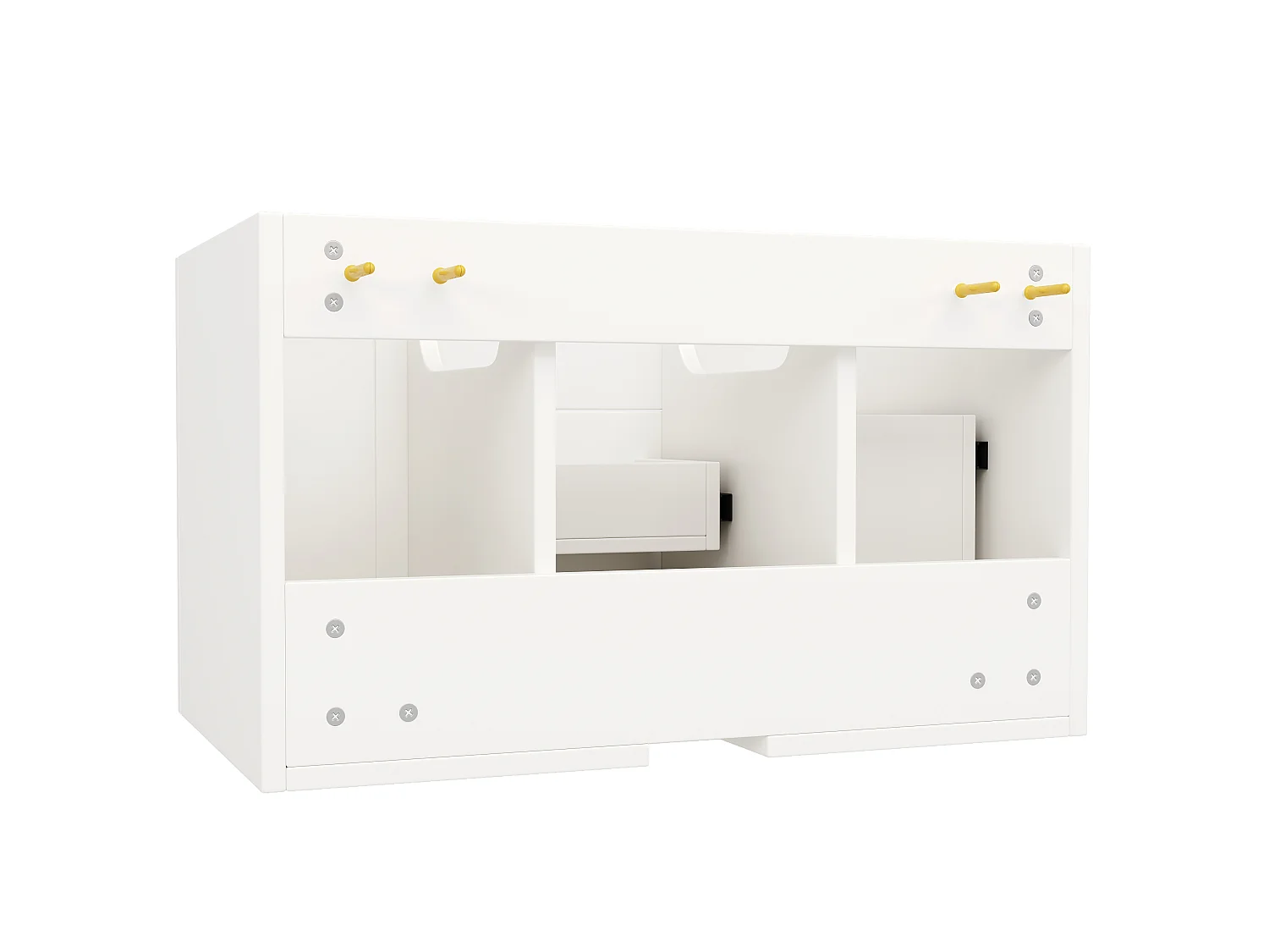 Meuble de salle de bain avec 2 portes et 3 tiroirs, meuble sous-vasque suspendu - 78.5 x 46 x 46.8 cm - MDF - Blanc (sans lavabo)
