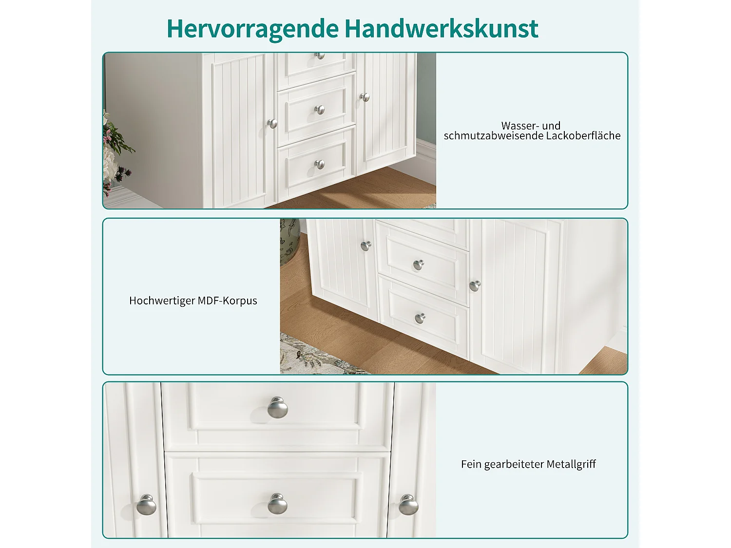 Meuble de salle de bain avec 2 portes et 3 tiroirs, meuble sous-vasque suspendu - 78.5 x 46 x 46.8 cm - MDF - Blanc (sans lavabo)