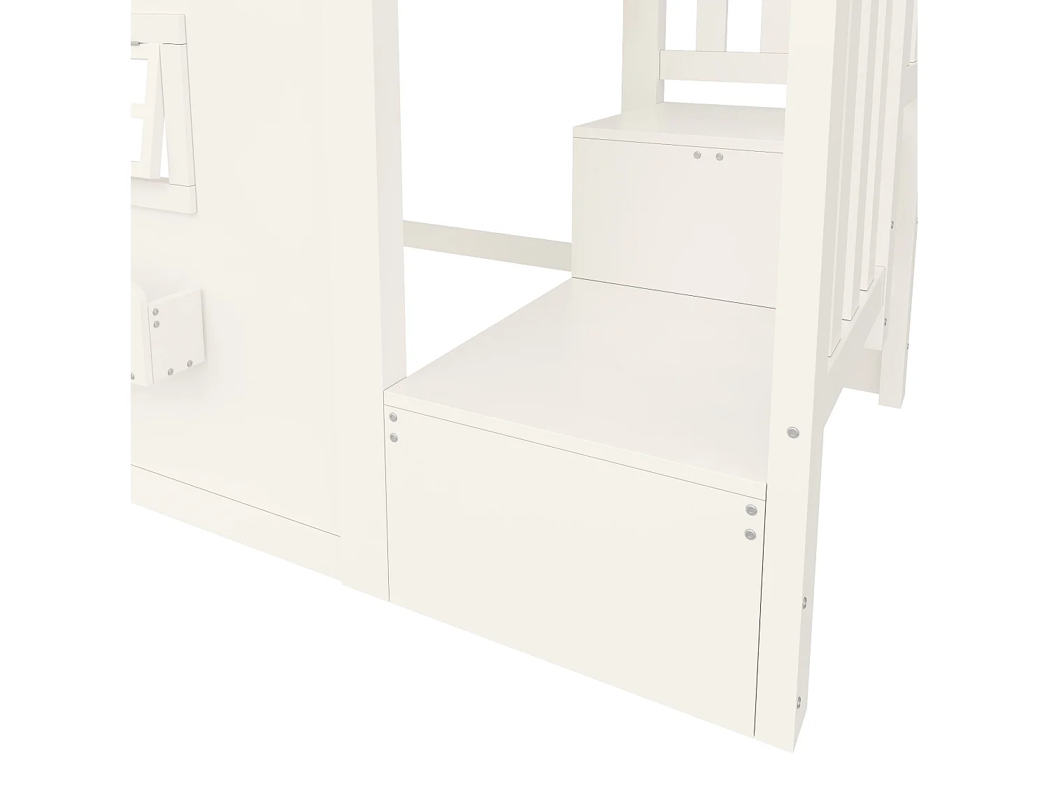 Lit mezzanine 90 x 200 cm - avec fenêtre - avec échelle de rangement - avec bande lumineuse LED - blanc (matelas non inclus)