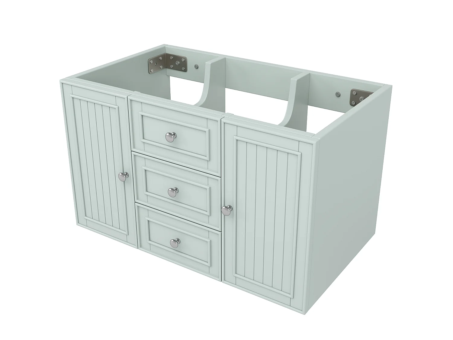 Meuble de salle de bain avec 2 portes et 3 tiroirs, meuble sous-vasque suspendu - 78.5 x 46 x 46.8 cm - MDF - Vert (sans lavabo)
