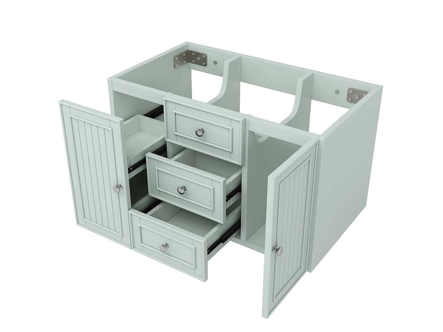 Meuble de salle de bain avec 2 portes et 3 tiroirs, meuble sous-vasque suspendu - 78.5 x 46 x 46.8 cm - MDF - Vert (sans lavabo)