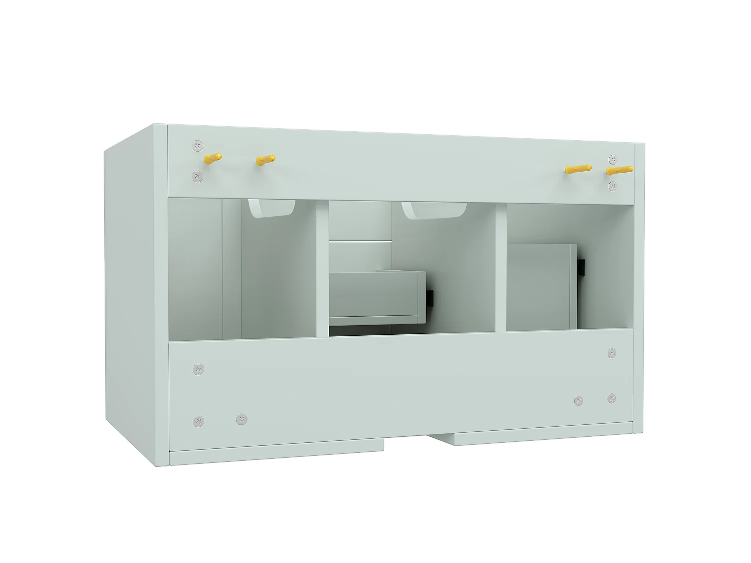 Meuble de salle de bain avec 2 portes et 3 tiroirs, meuble sous-vasque suspendu - 78.5 x 46 x 46.8 cm - MDF - Vert (sans lavabo)