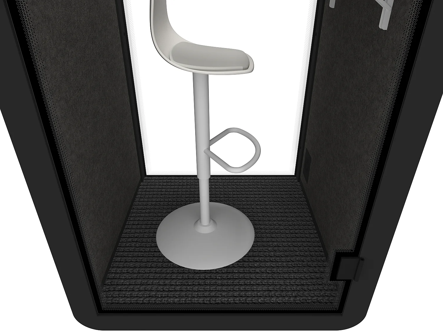 Cabine acoustique en aluminium et verre trempé - 1 personne - Avec mobilier - Noir - NABARU