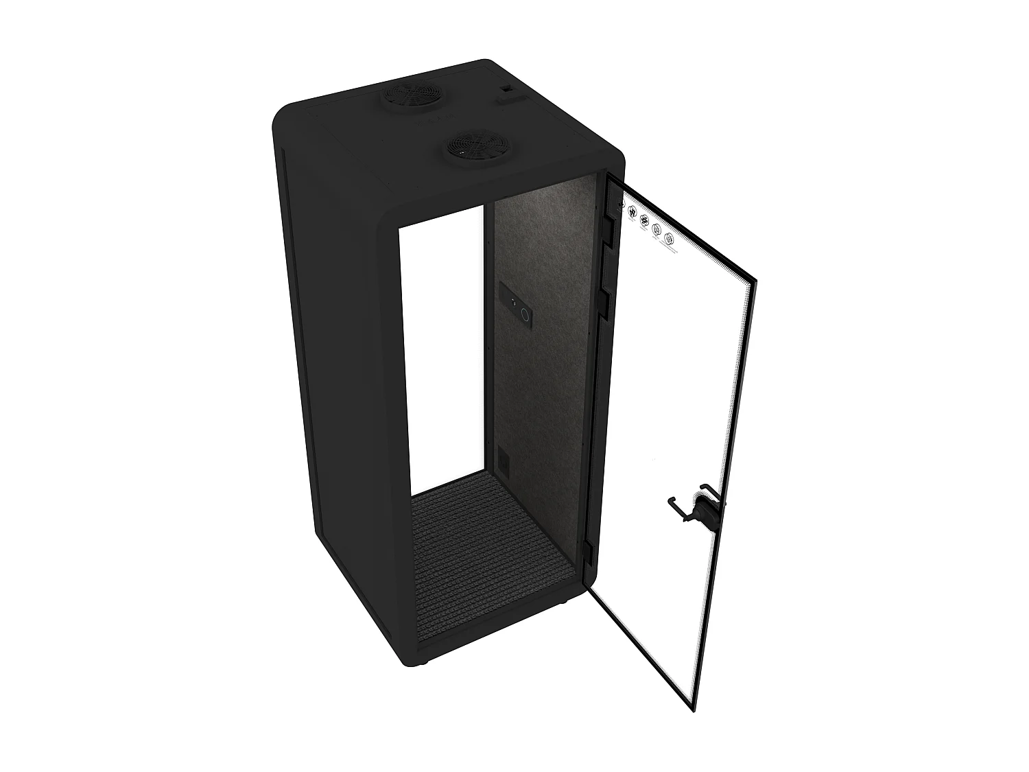 Cabine acoustique en aluminium et verre trempé - 1 personne - Avec mobilier - Noir - NABARU