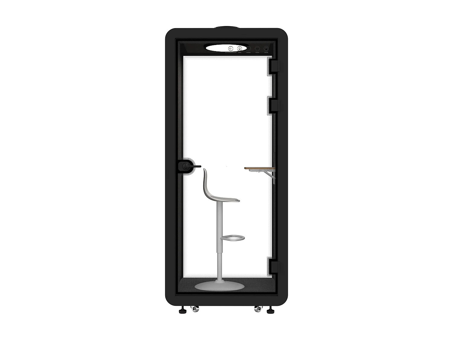 Cabine acoustique en aluminium et verre trempé - 1 personne - Avec mobilier - Noir - NABARU