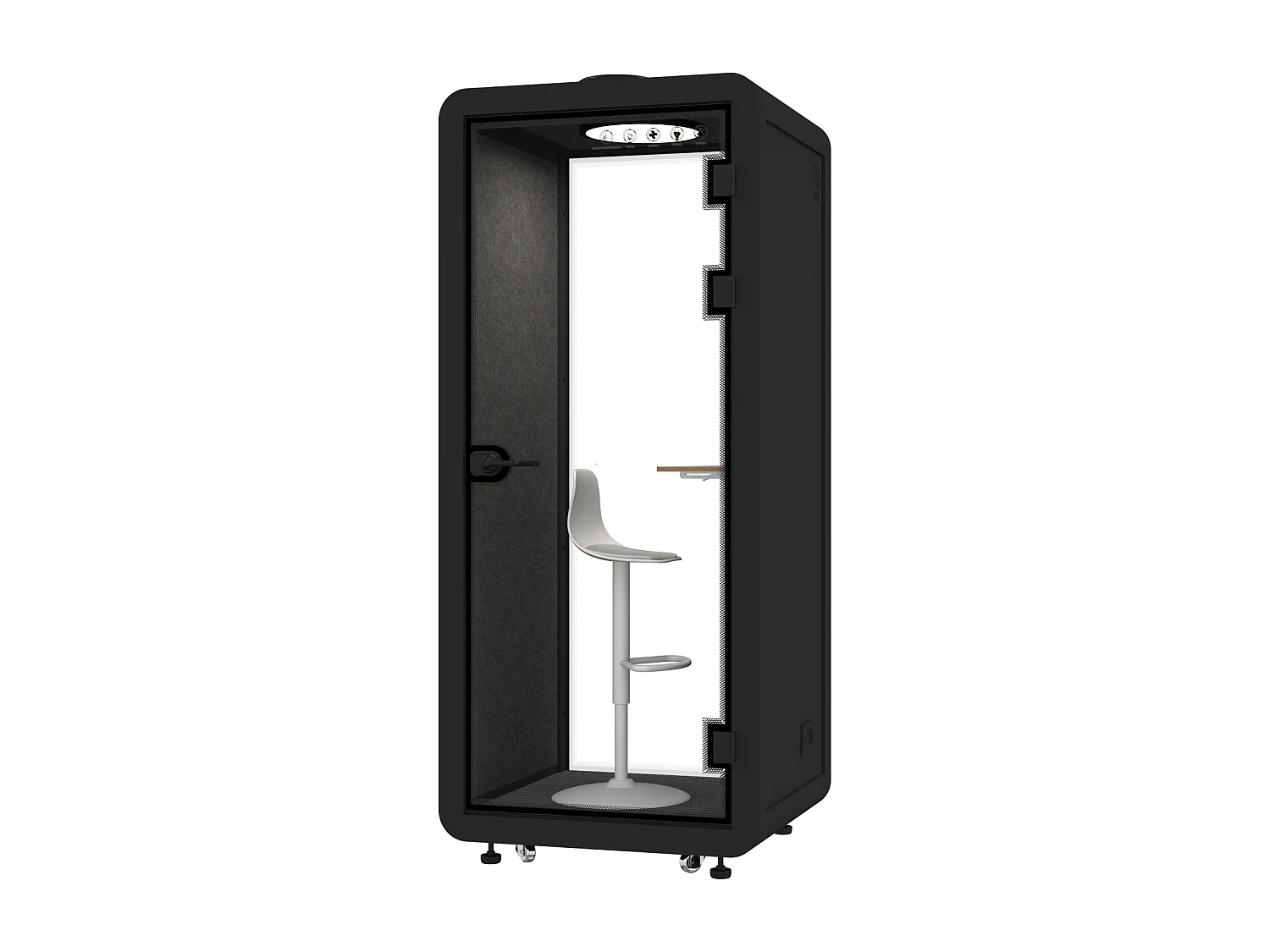 Cabine acoustique en aluminium et verre trempé - 1 personne - Avec mobilier - Noir - NABARU