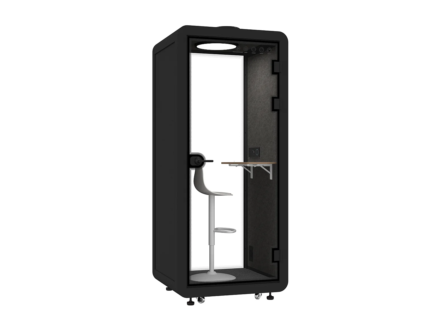 Cabine acoustique en aluminium et verre trempé - 1 personne - Avec mobilier - Noir - NABARU