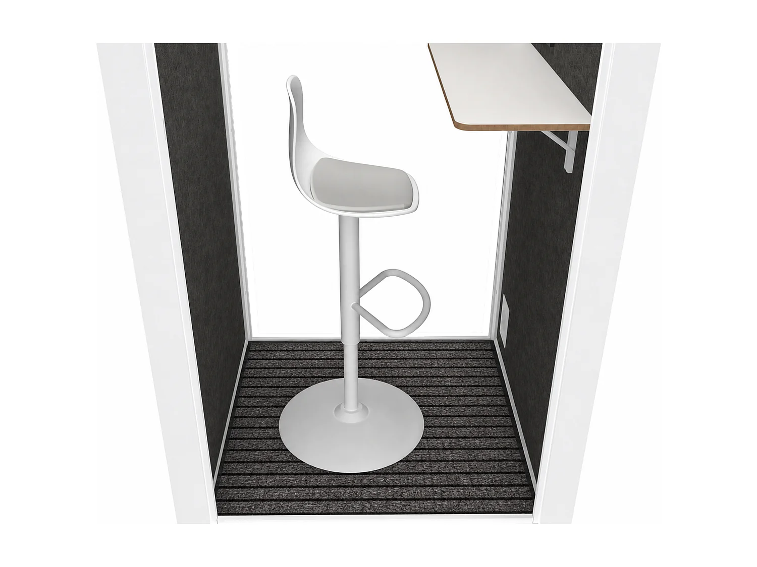 Cabine acoustique en aluminium et verre trempé - 1 personne - Avec mobilier - Blanc - NABARU