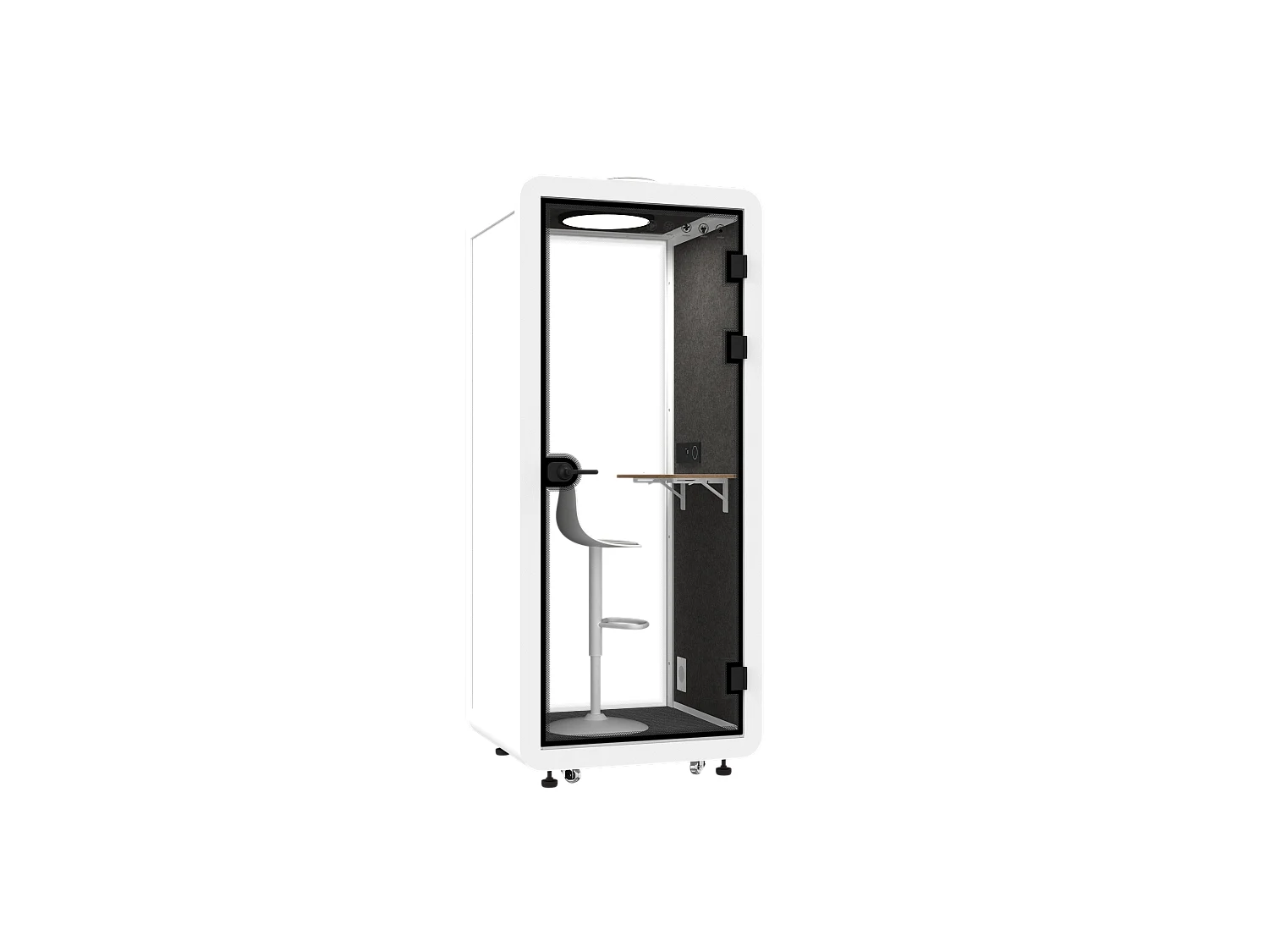 Cabine acoustique en aluminium et verre trempé - 1 personne - Avec mobilier - Blanc - NABARU