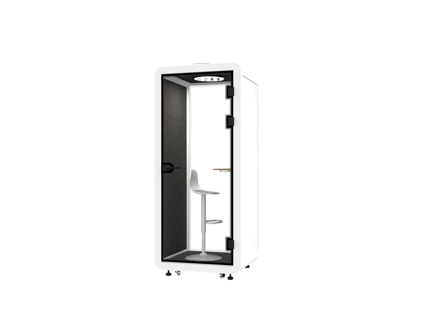 Cabine acoustique en aluminium et verre trempé - 1 personne - Avec mobilier - Blanc - NABARU