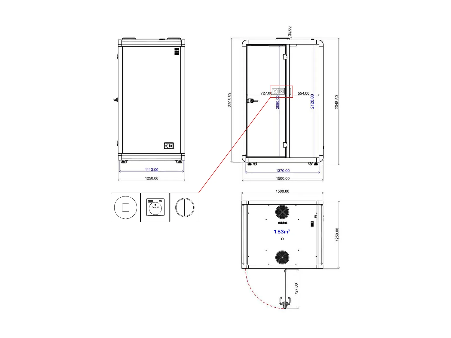 Cabine acoustique en aluminium et verre trempé - 2 personnes - Avec mobilier - Noir - NABARU