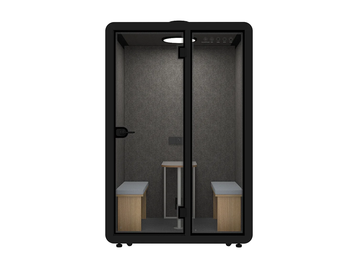 Cabine acoustique en aluminium et verre trempé - 2 personnes - Avec mobilier - Noir - NABARU