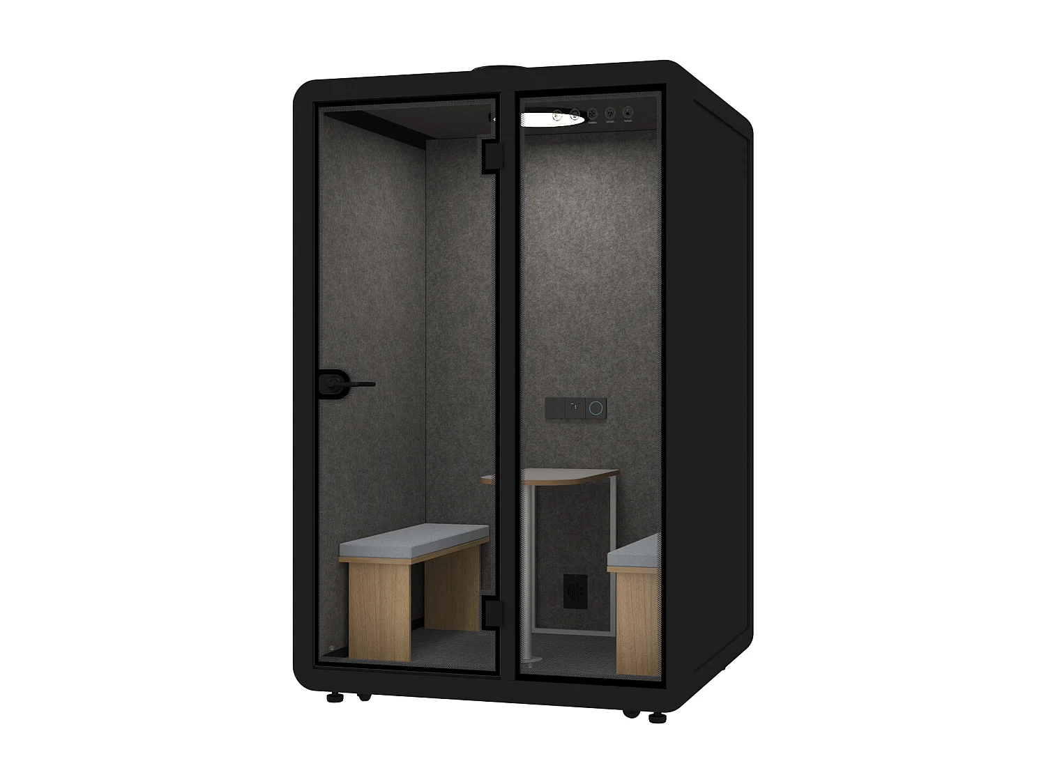 Cabine acoustique en aluminium et verre trempé - 2 personnes - Avec mobilier - Noir - NABARU