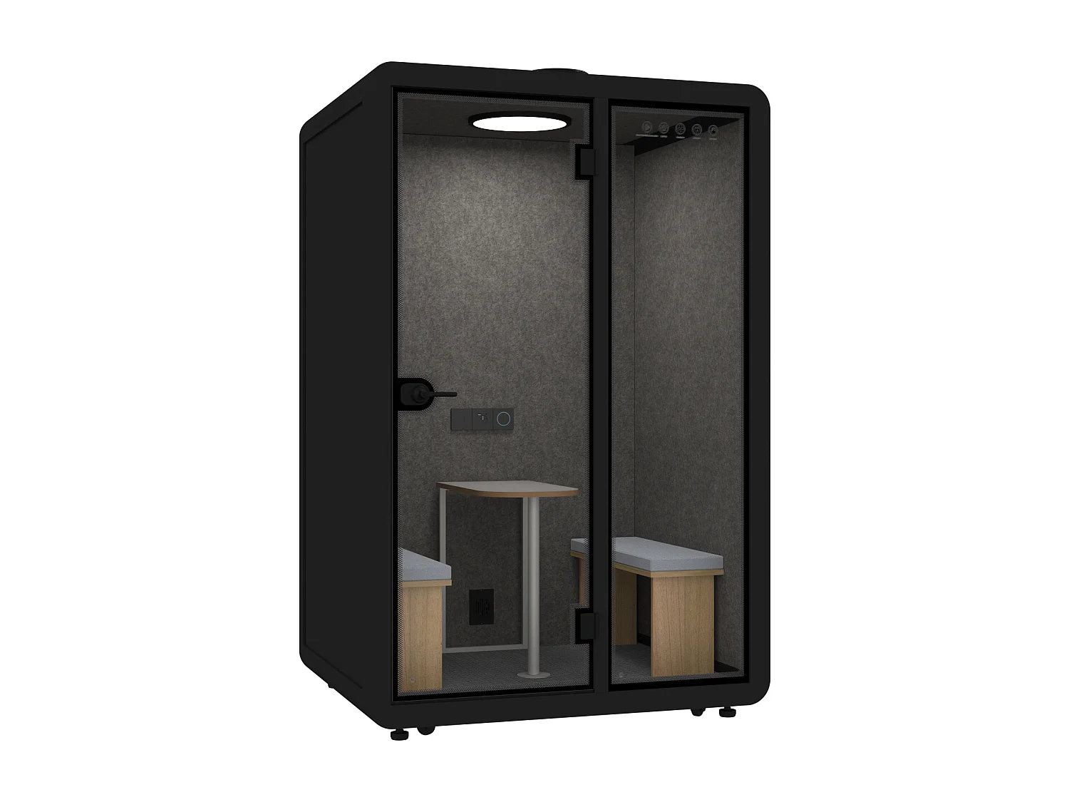 Cabine acoustique en aluminium et verre trempé - 2 personnes - Avec mobilier - Noir - NABARU