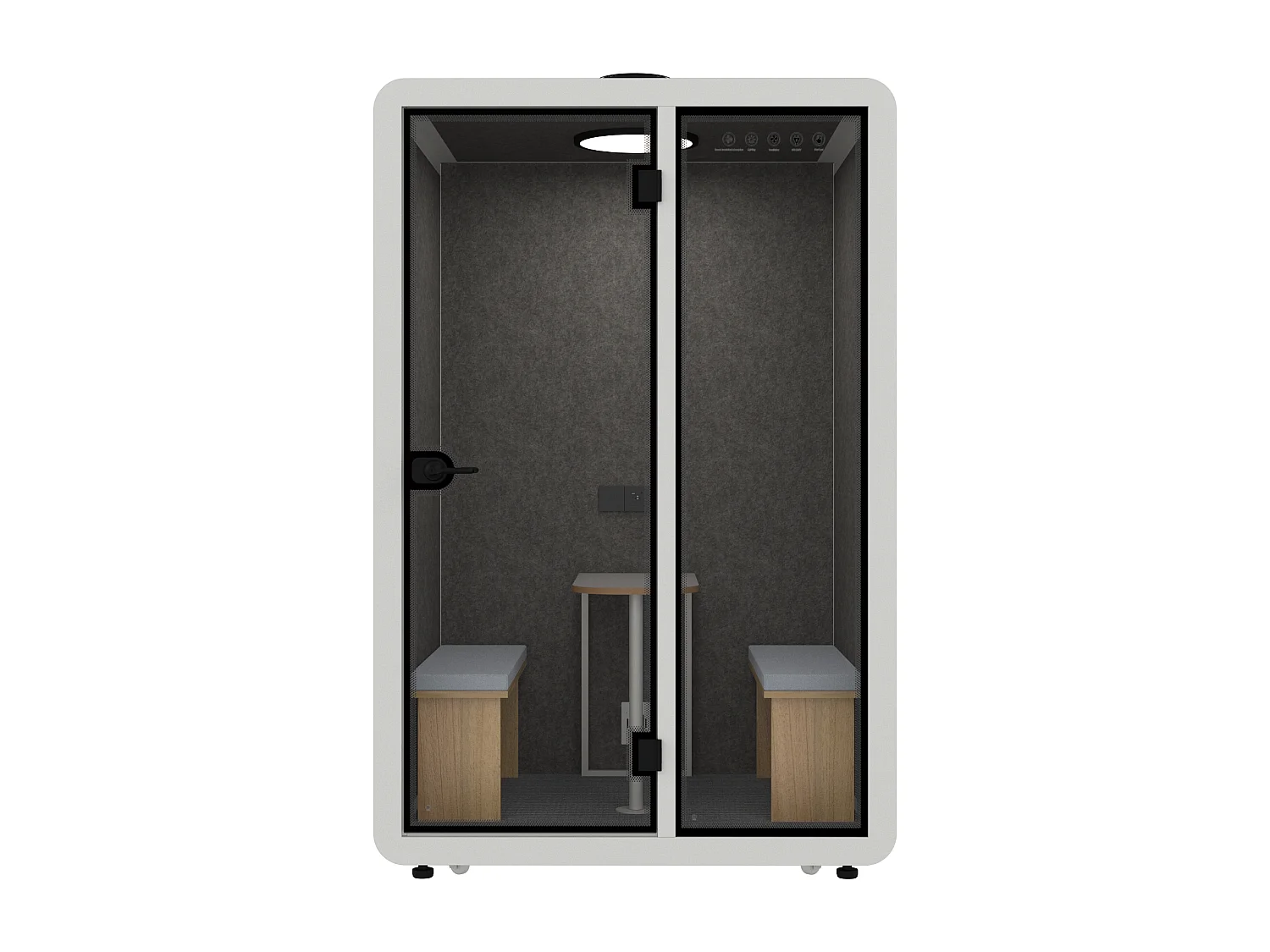 Cabine acoustique en aluminium et verre trempé - 2 personnes - Avec mobilier - Blanc - NABARU