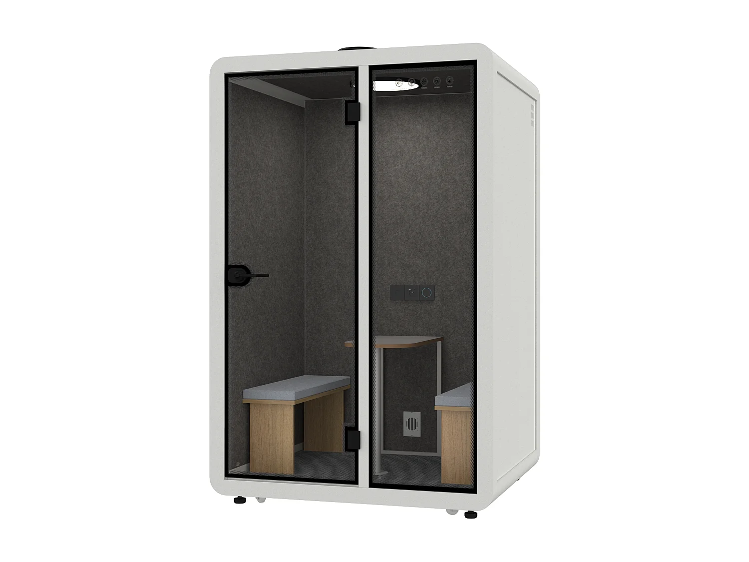 Cabine acoustique en aluminium et verre trempé - 2 personnes - Avec mobilier - Blanc - NABARU