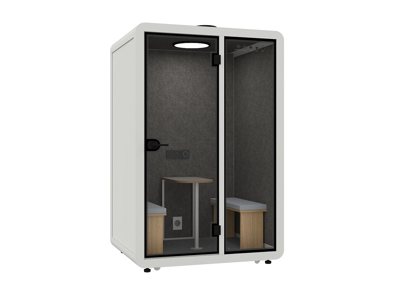 Cabine acoustique en aluminium et verre trempé - 2 personnes - Avec mobilier - Blanc - NABARU