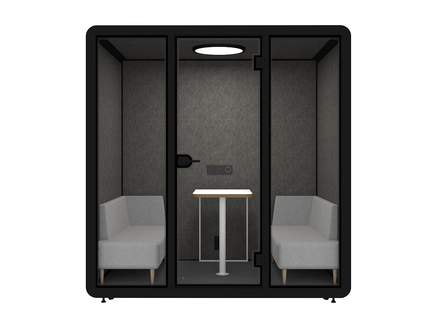 Cabine acoustique en aluminium et verre trempé - 4 personnes - Avec mobilier - Noir - NABARU