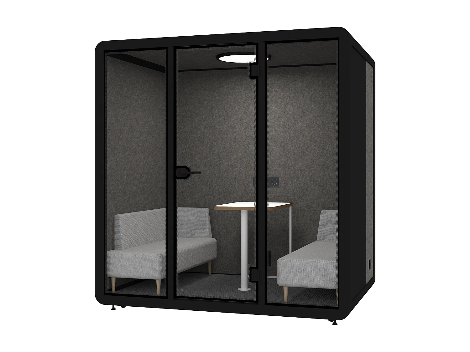 Cabine acoustique en aluminium et verre trempé - 4 personnes - Avec mobilier - Noir - NABARU