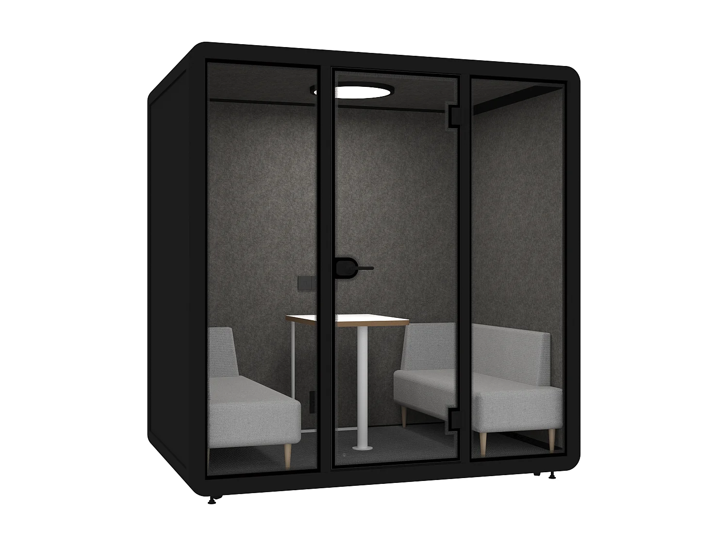 Cabine acoustique en aluminium et verre trempé - 4 personnes - Avec mobilier - Noir - NABARU