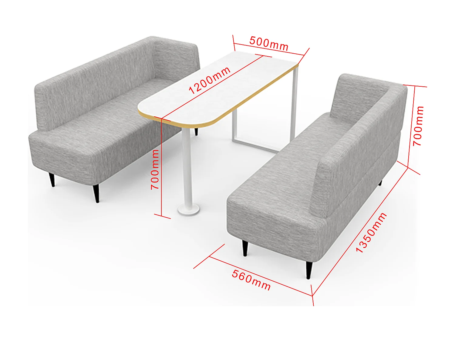 Cabine acoustique en aluminium et verre trempé - 4 personnes - Avec mobilier - Noir - NABARU