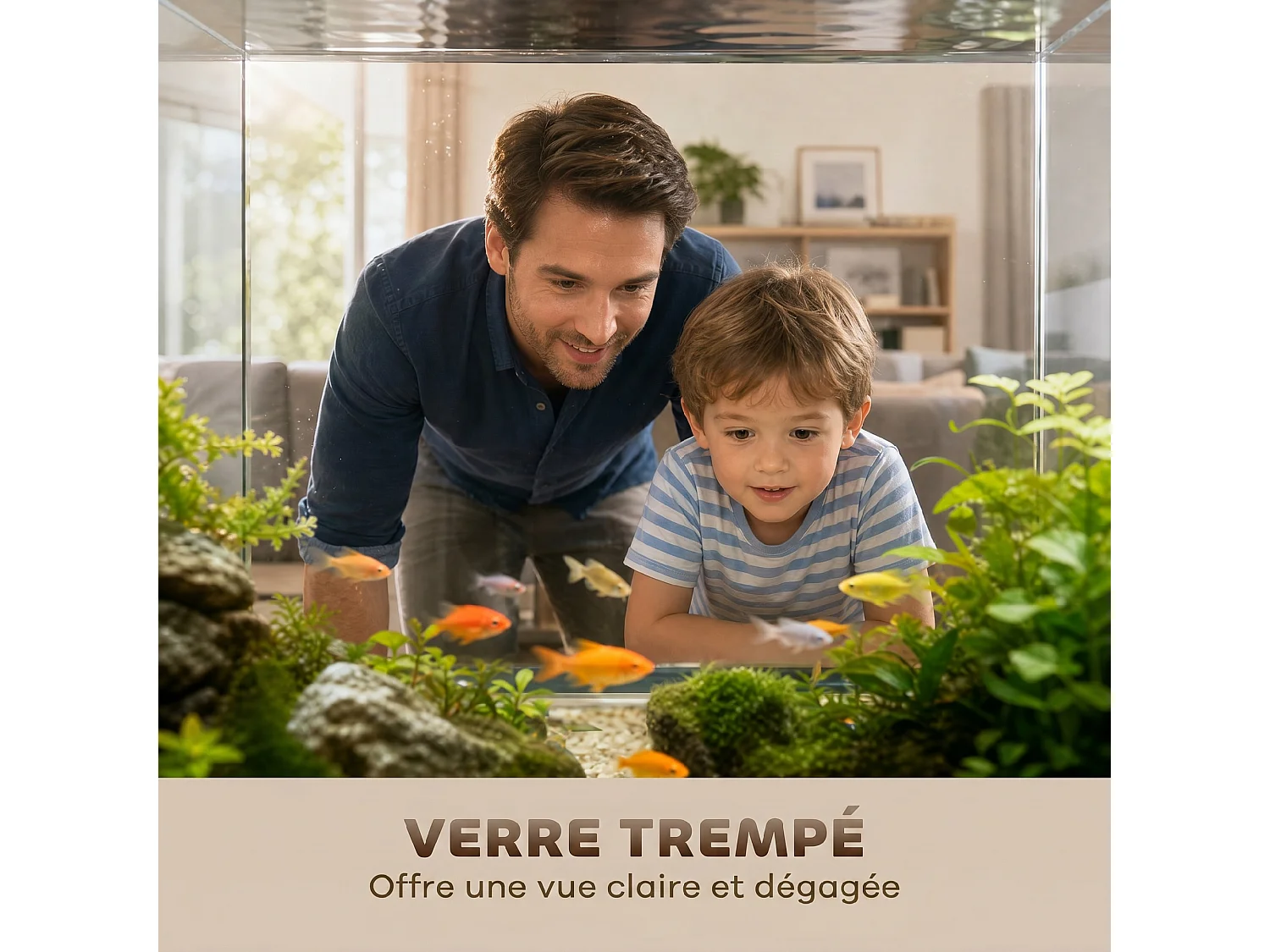 Aquarium 43L avec tapis de protection verre trempé 5mm dim. 50 x 30 x 30cm
