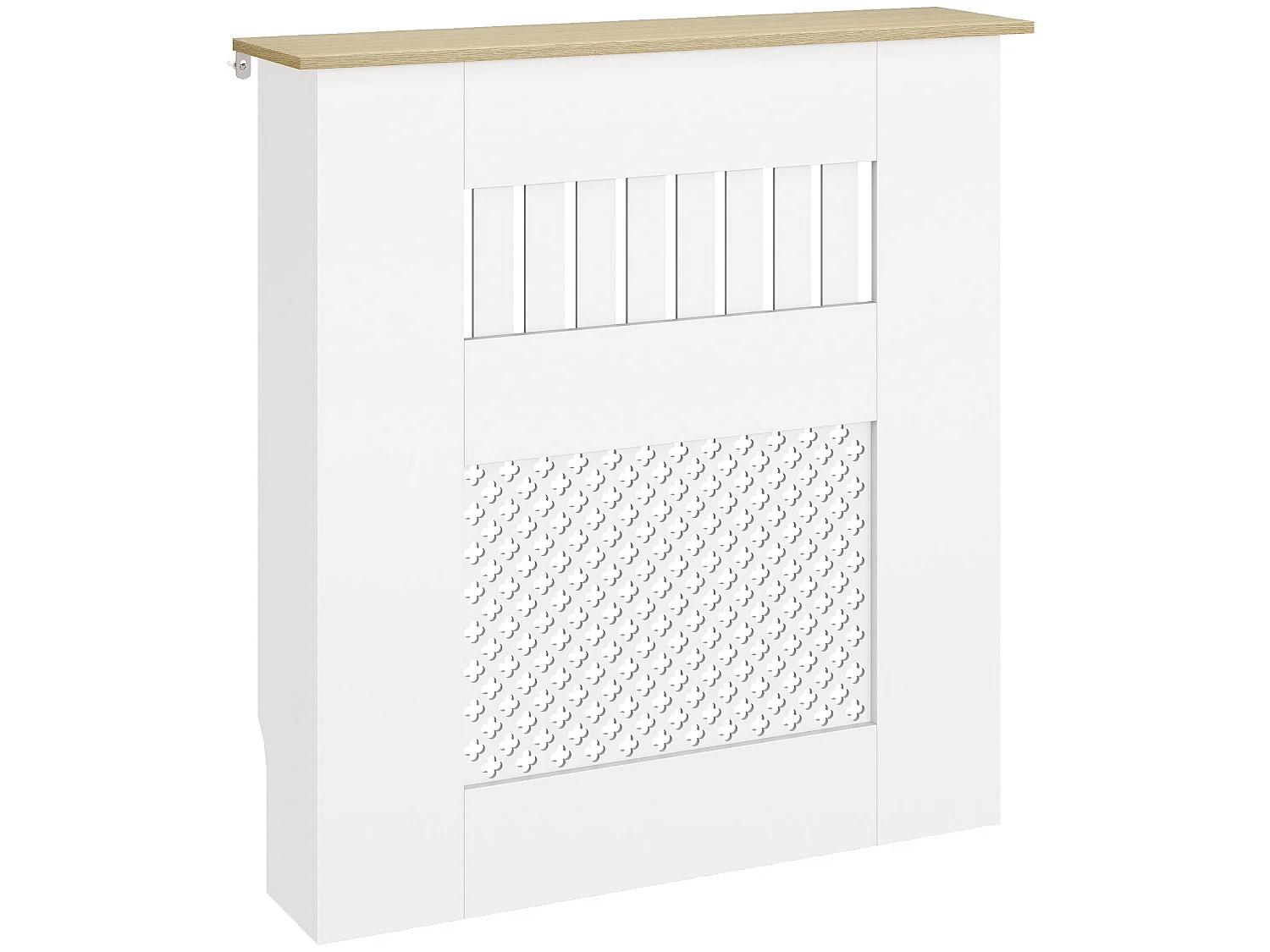 Cache-radiateur design motif étoile dim. 68 x 64 x 80 cm effet bois blanc