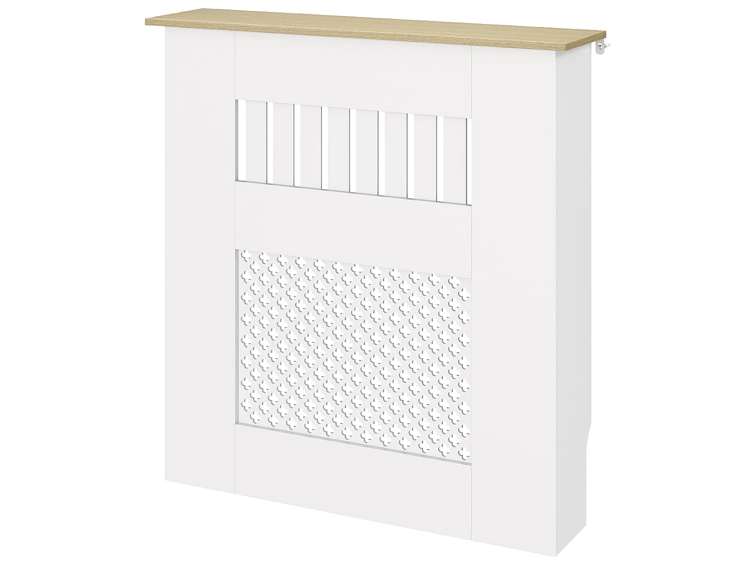 Cache-radiateur design motif étoile dim. 68 x 64 x 80 cm effet bois blanc