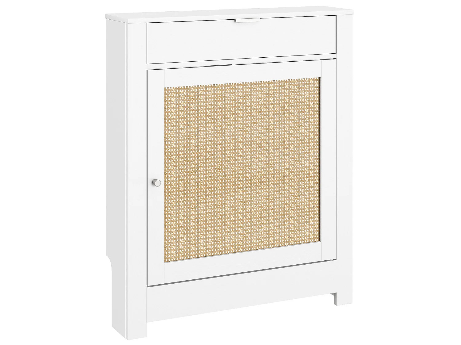 Cache-radiateur style bohème porte rotin + abattante blanc