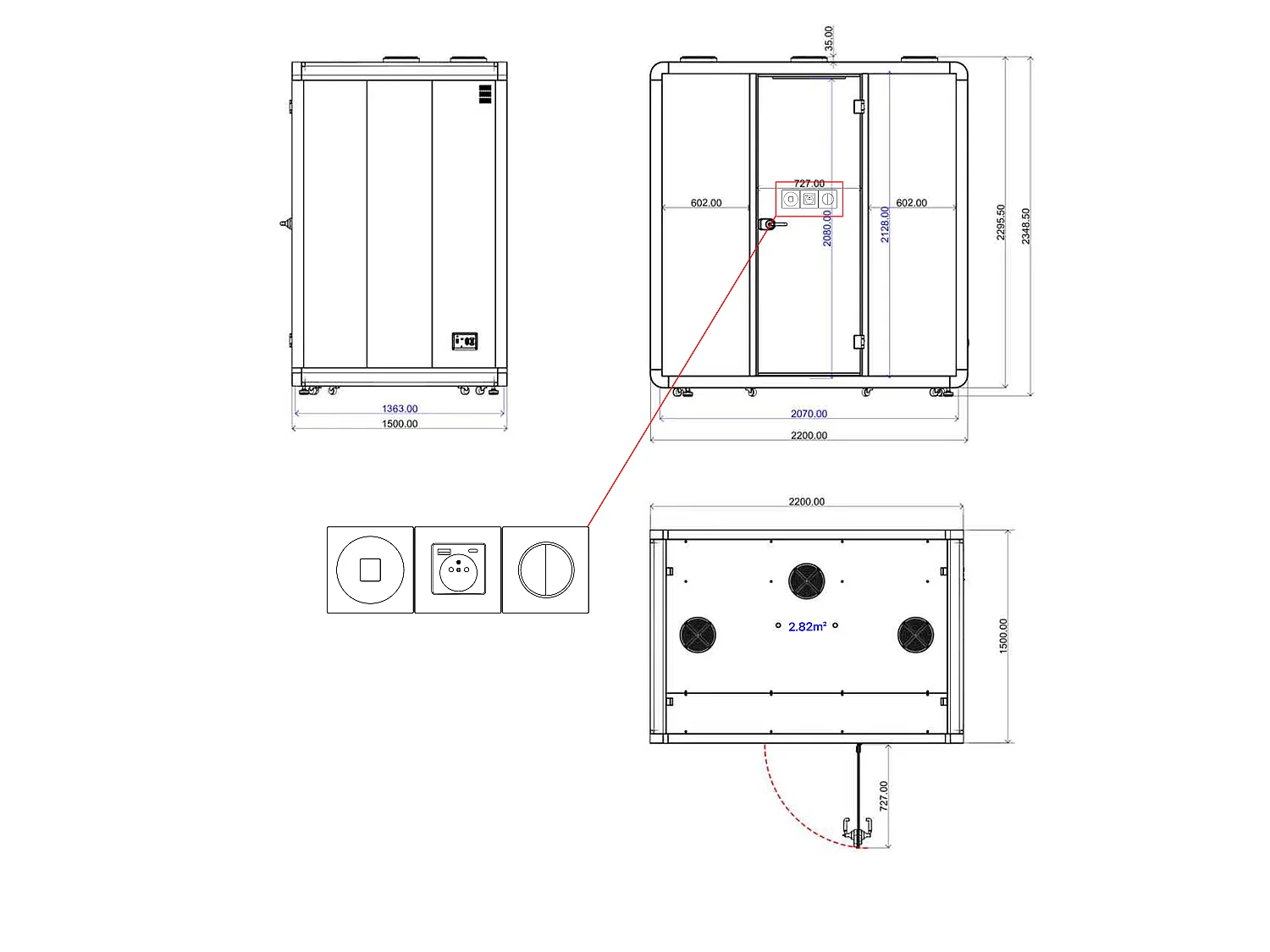 Cabine acoustique en aluminium et verre trempé - 4 personnes - Avec mobilier - Vert - NABARU